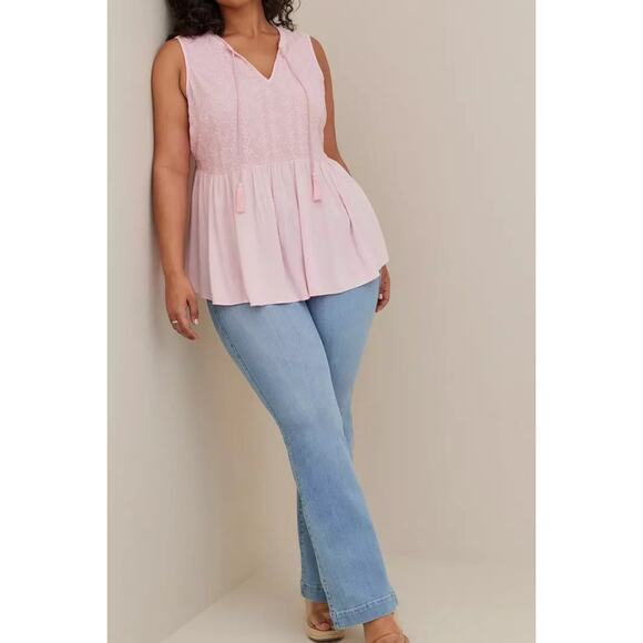 Torrid peplum embroidered sleeveless top size 1 in pink - Picture 8 of 8